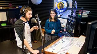 Two students host a radio show on Cedarville's student led Resound Radio